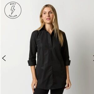 ANN MASHBURN Black Cotton Tunic Top